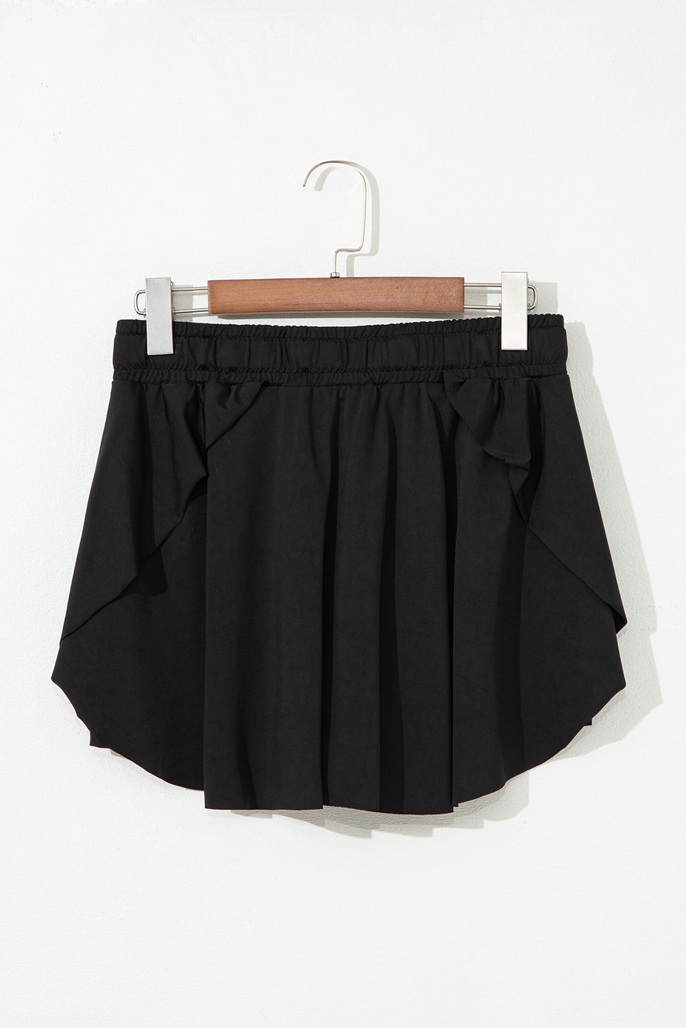 Black Drawstring High Waist Lined Tennis Skort - Kustom Kreations Goods
