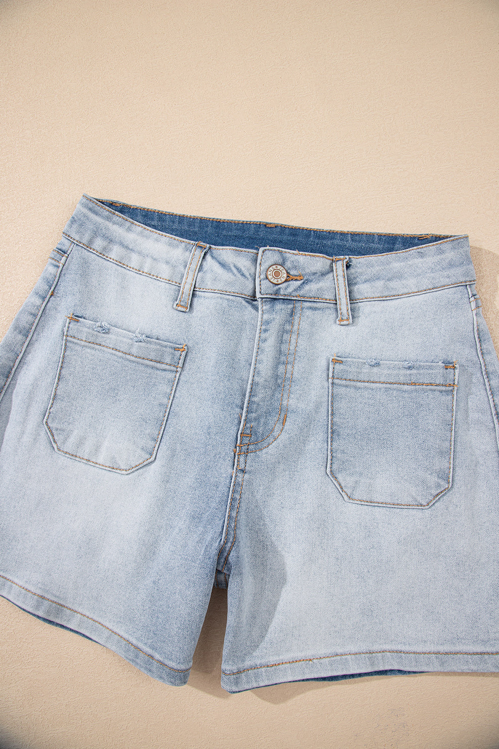 Beau Blue Light Wash High Rise Denim Shorts - Kustom Kreations Goods