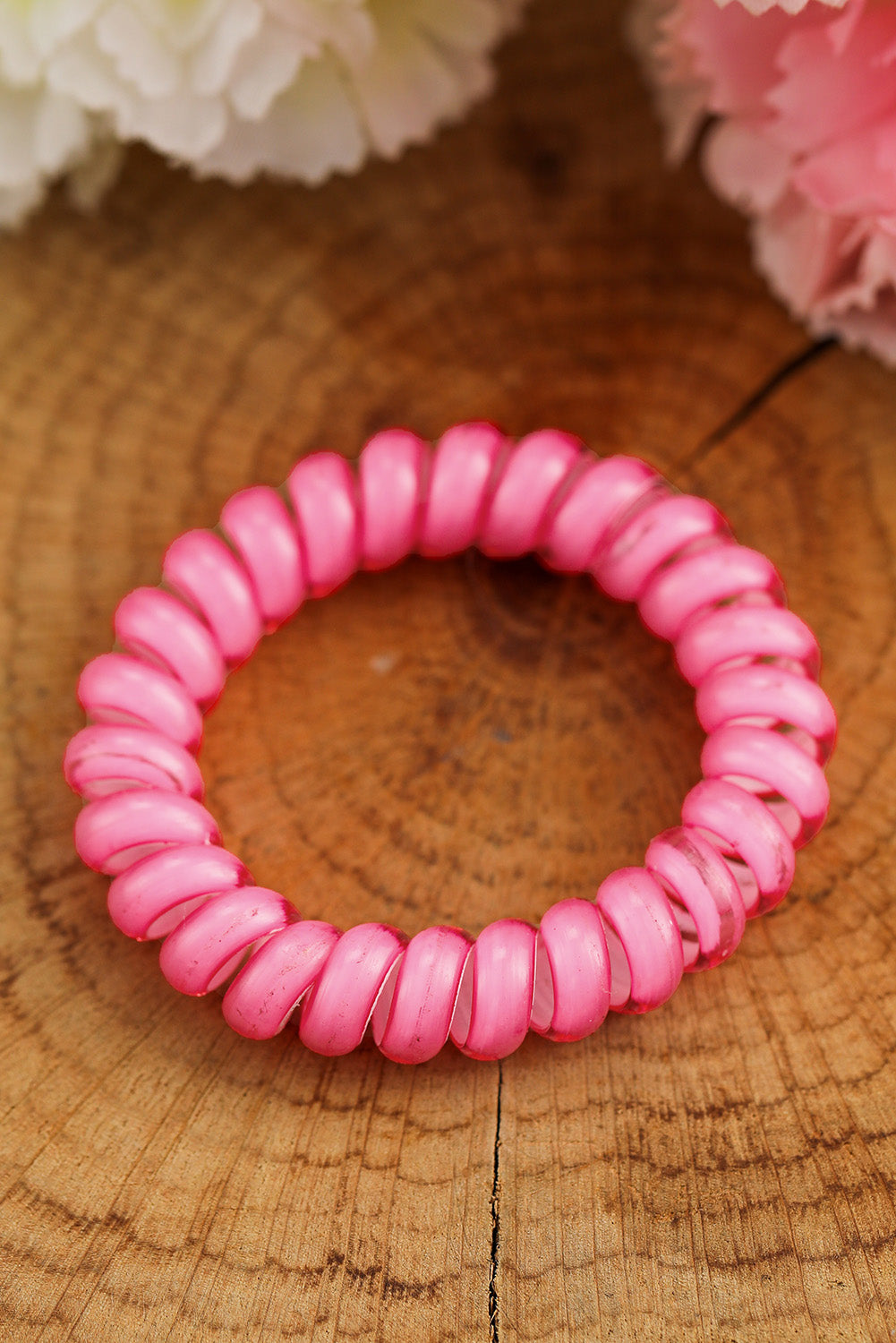 Rosy Telephone Cord Ponytail Holder Spiral Hair Tie