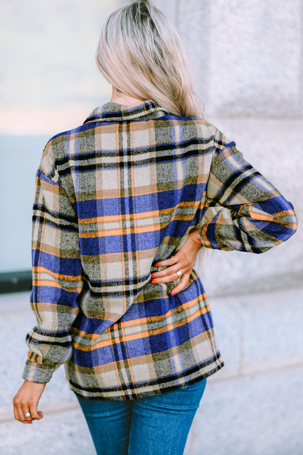 Multicolor Plaid Casual Button Up Flannel Jacket