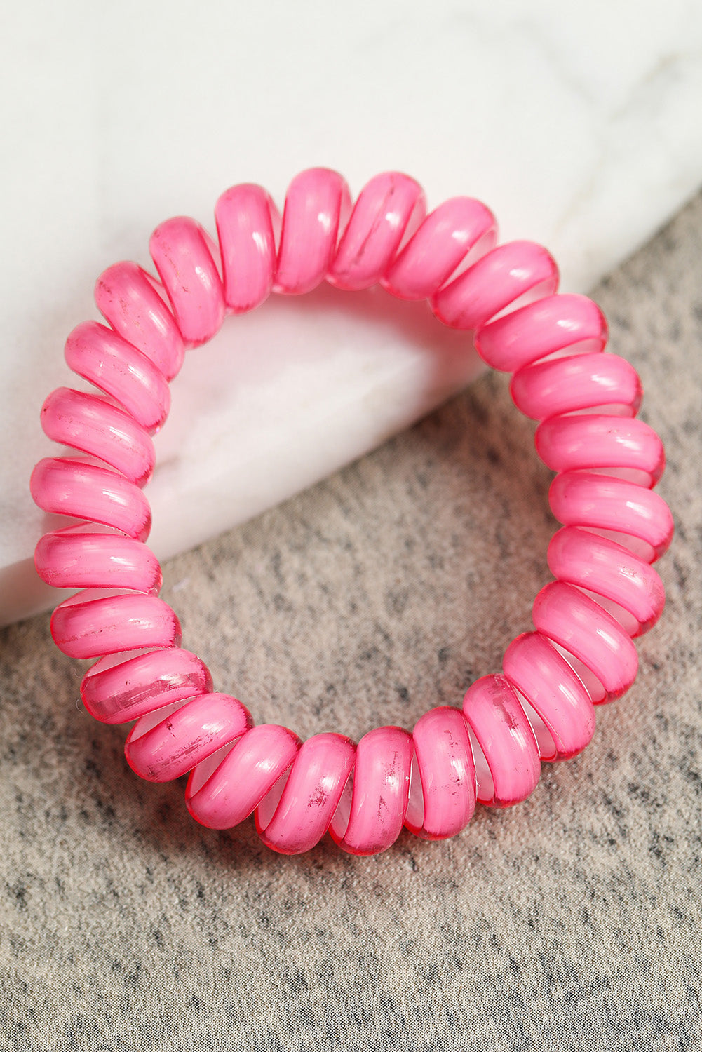 Rosy Telephone Cord Ponytail Holder Spiral Hair Tie