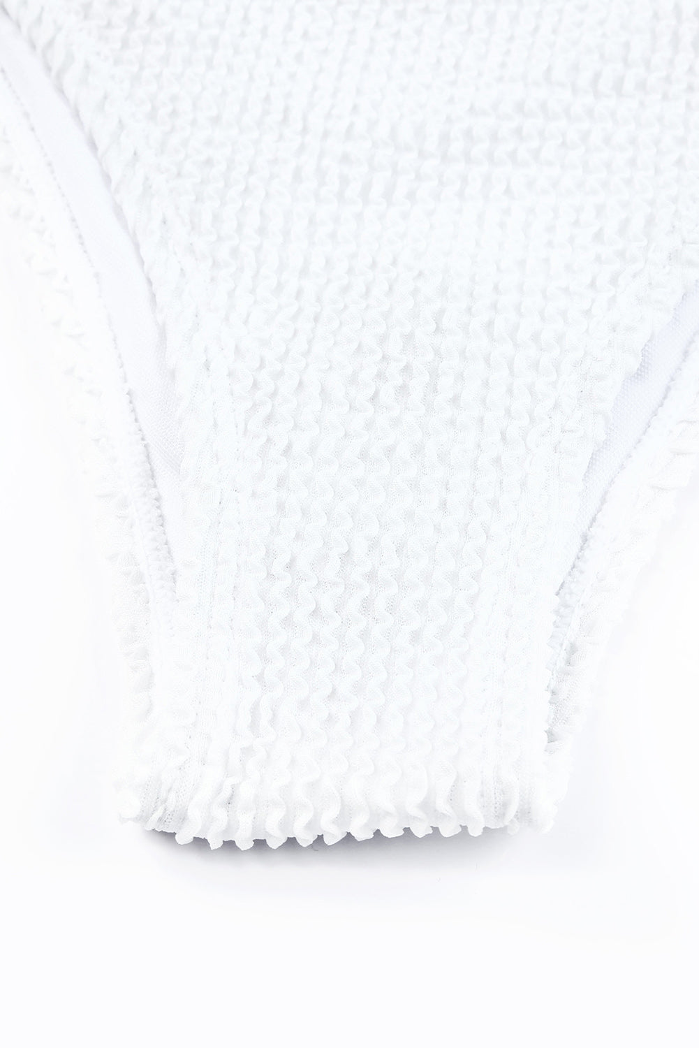 White Crinkle Textured Asymmetric Bikini Swimsuit