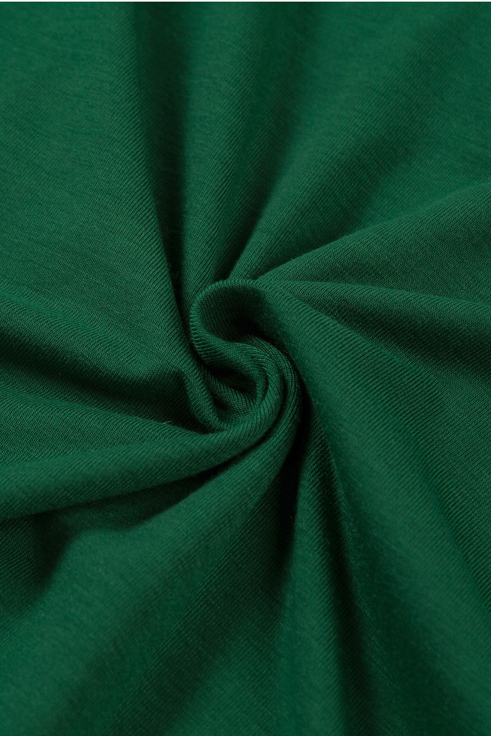 Green Plain Solid Color Crew Neck Tee