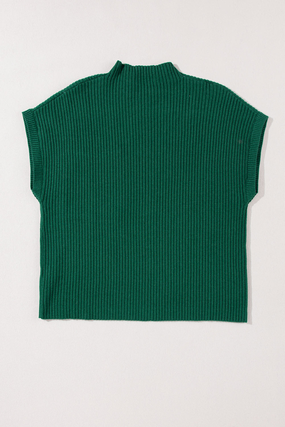 Green Patch Pocket Ribbed Knit Short Sleeve Sweater - Kustom Kreations Goods
