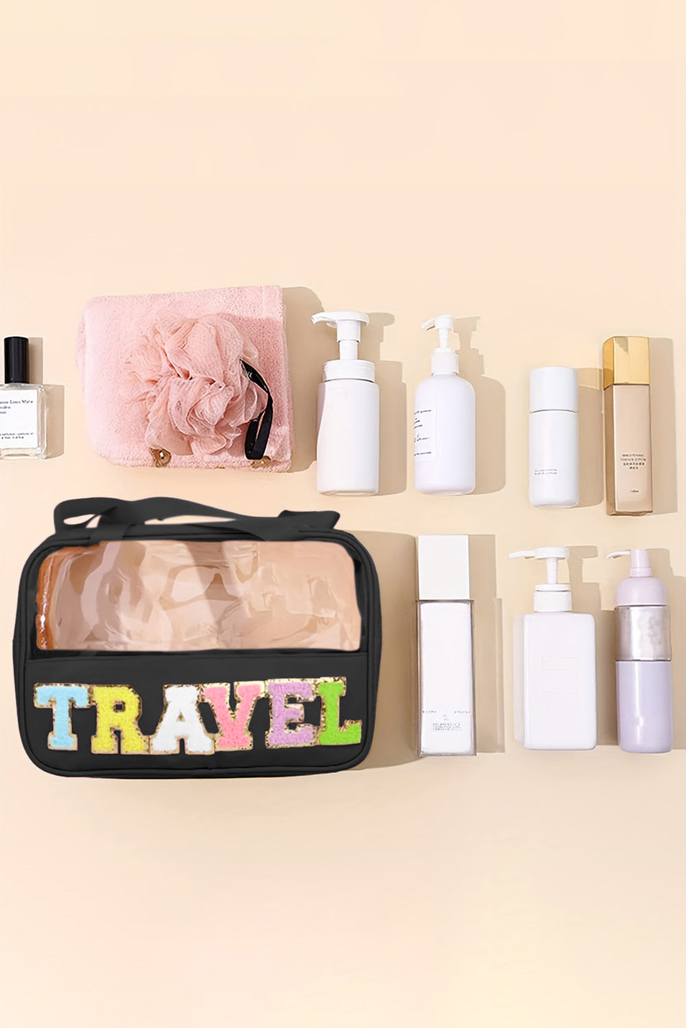 Parchment TRAVEL Letter Clear PVC Makeup Bag