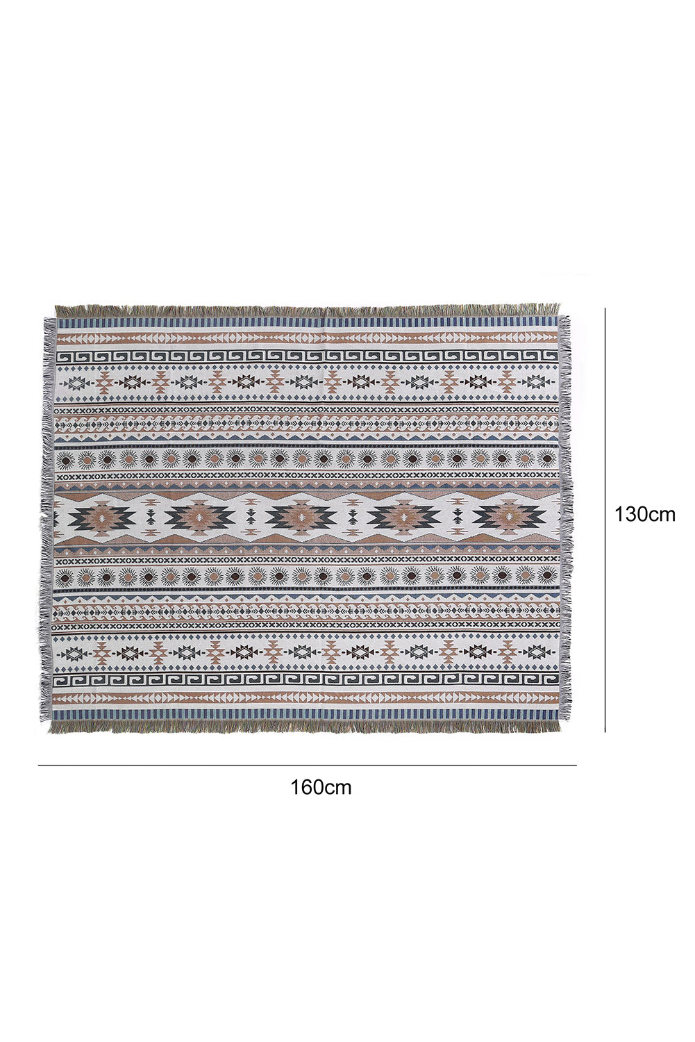 Bright White 130*160 Geometric Print Tassel Blanket