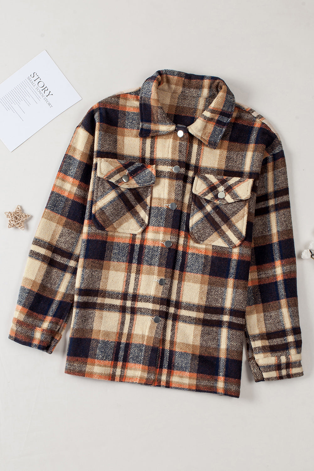 Multicolor Plaid Casual Button Up Flannel Jacket