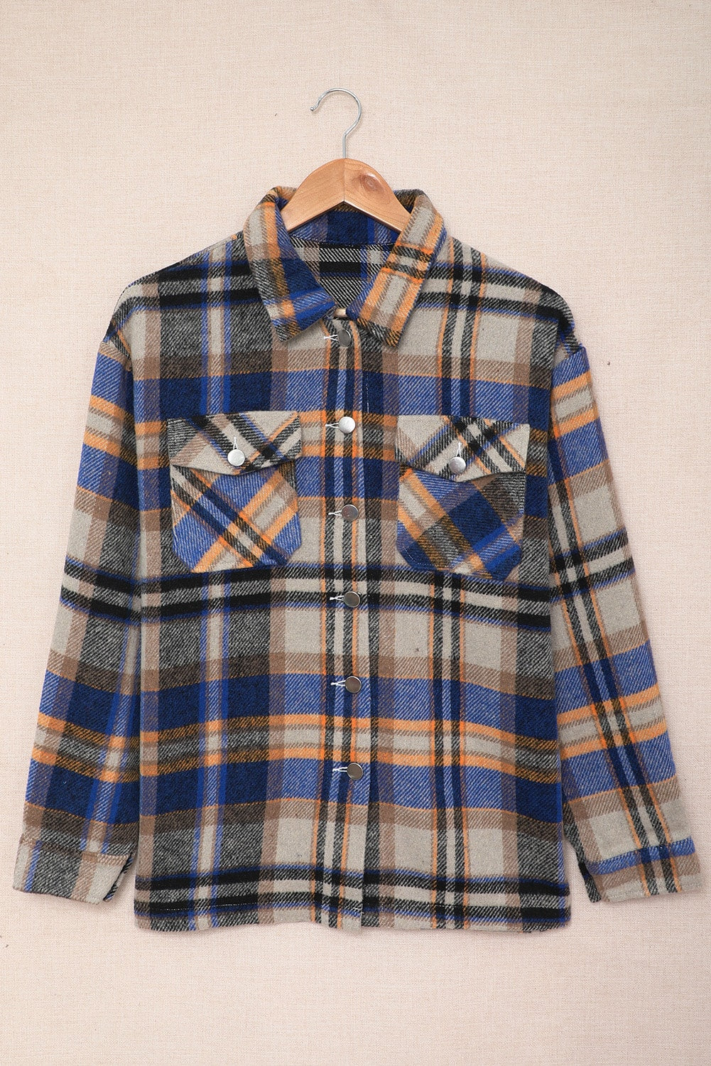 Multicolor Plaid Casual Button Up Flannel Jacket