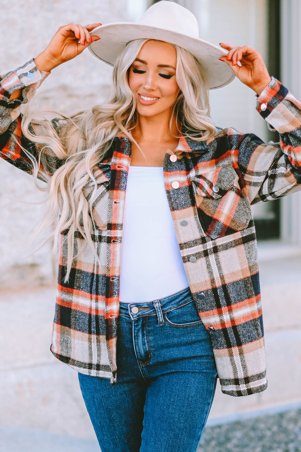Multicolor Plaid Casual Button Up Flannel Jacket