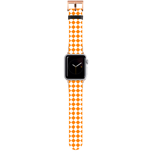 Orange and White Diamond Apple Watch Band