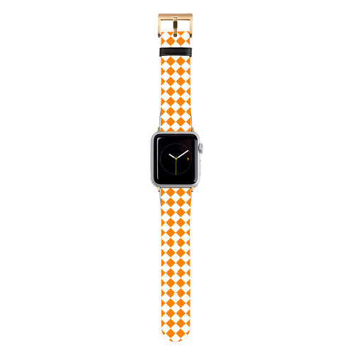 Orange and White Diamond Apple Watch Band