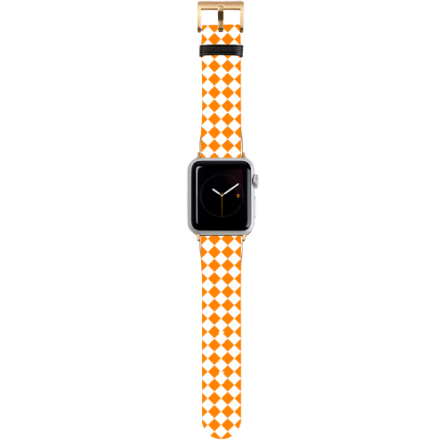 Orange and White Diamond Apple Watch Band