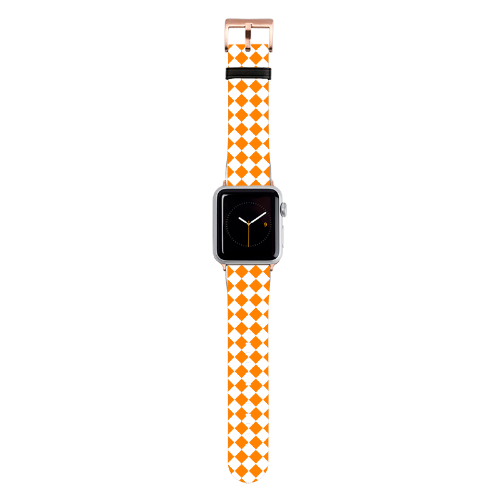 Orange and White Diamond Apple Watch Band