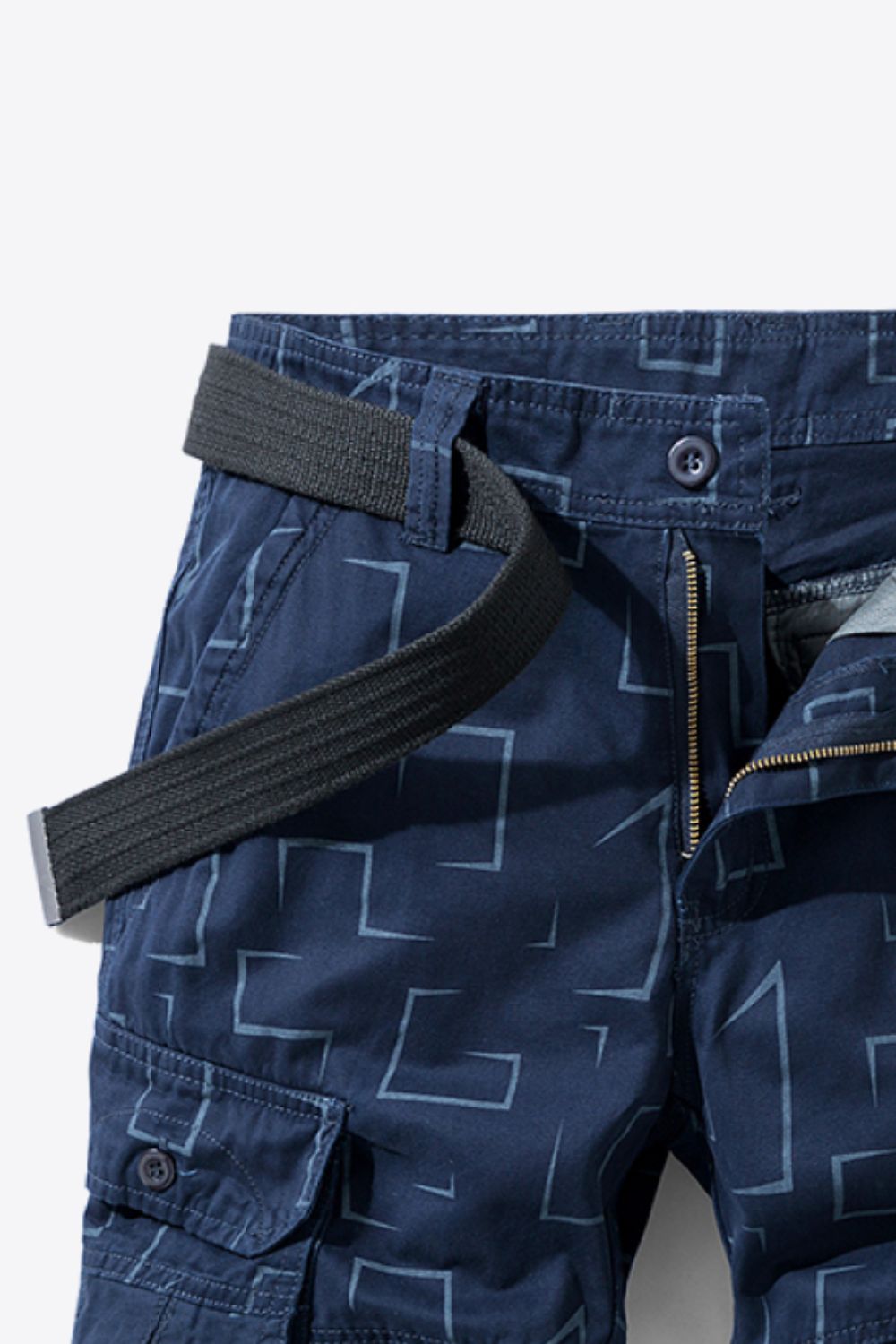 Printed Belted Cargo Shorts