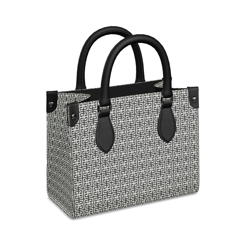 Gray and Black Greek Key Mini Bonchurch Shopper Bag