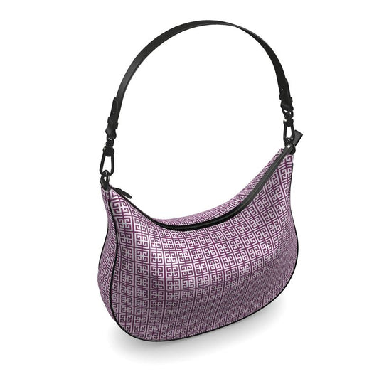 Purple Greek Key Curve Hobo Bag