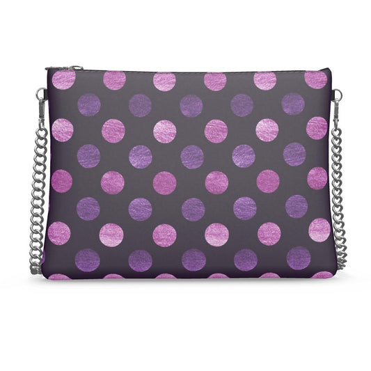 Purple Polka Dots Crossbody Bag With Sliver Chain