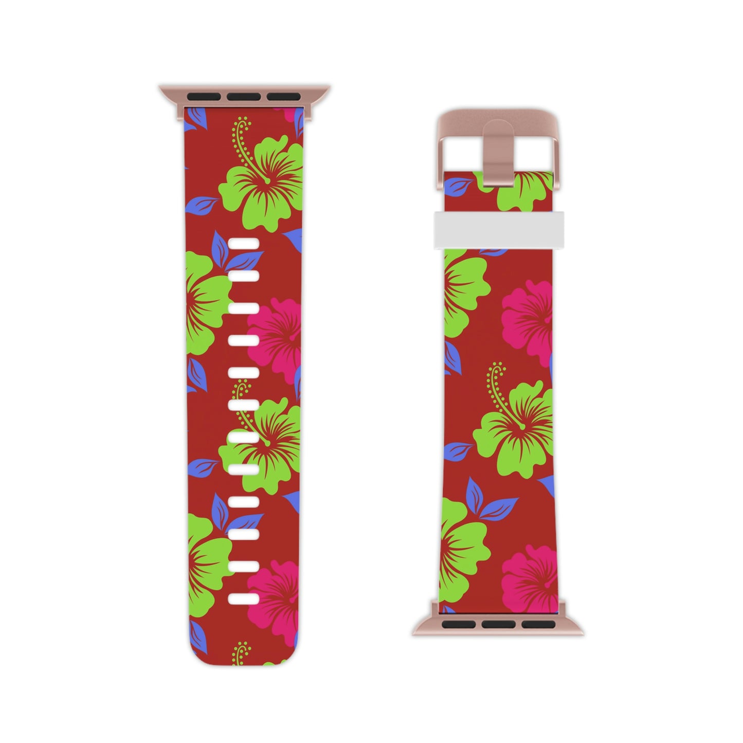 Red Tropical Pattern  Thermo Elastomer Watch Band for Apple Watch