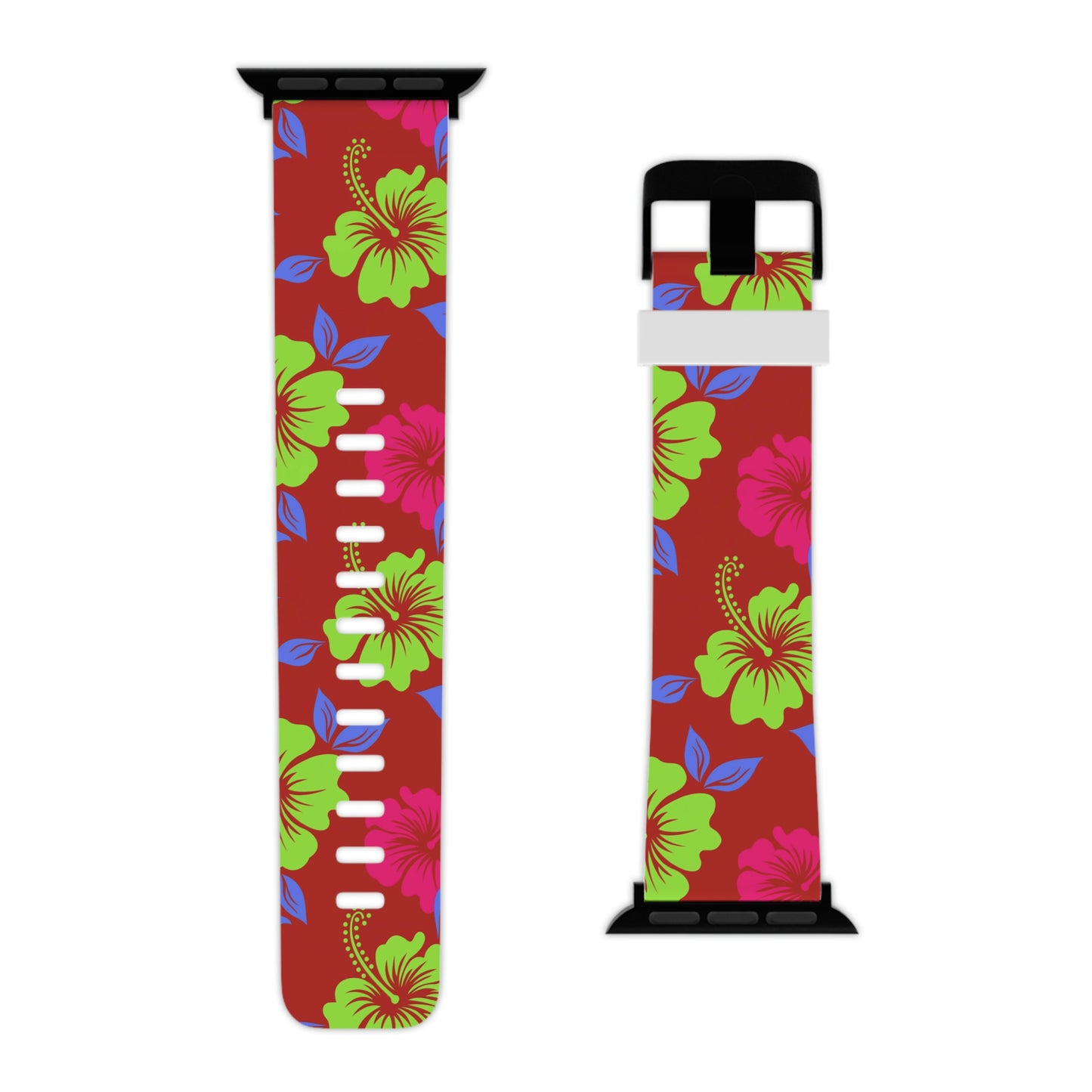 Red Tropical Pattern  Thermo Elastomer Watch Band for Apple Watch