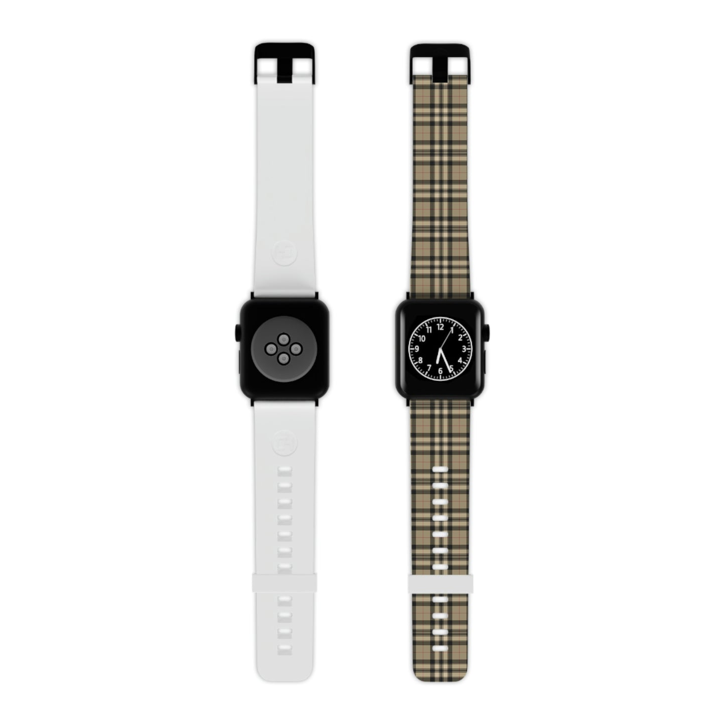 Tan and Black Plaid Thermo Elastomer Watch Band for Apple Watch