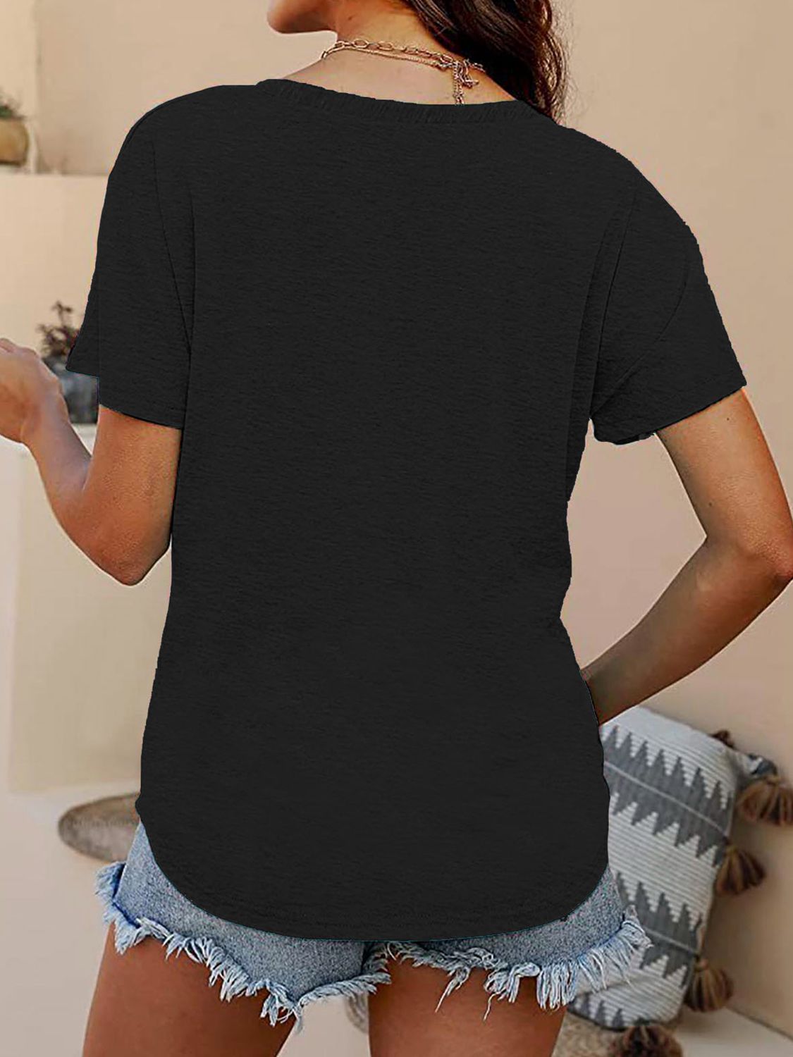 Full Size Graphic V-Neck T-Shirt