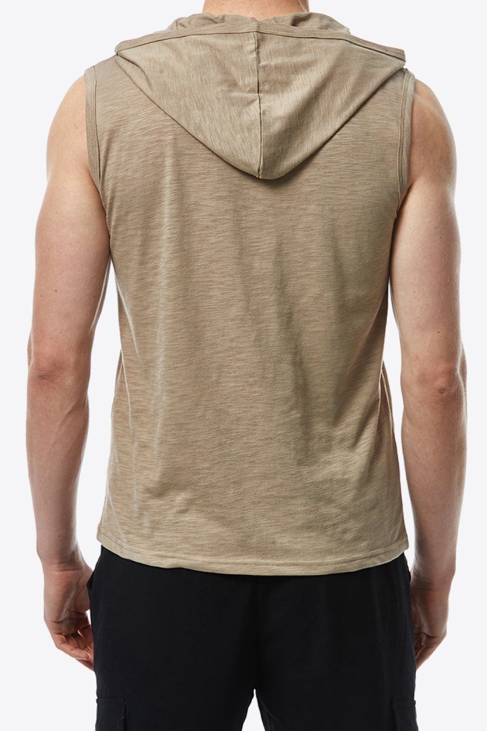 Quarter-Button Sleeveless Hoodie