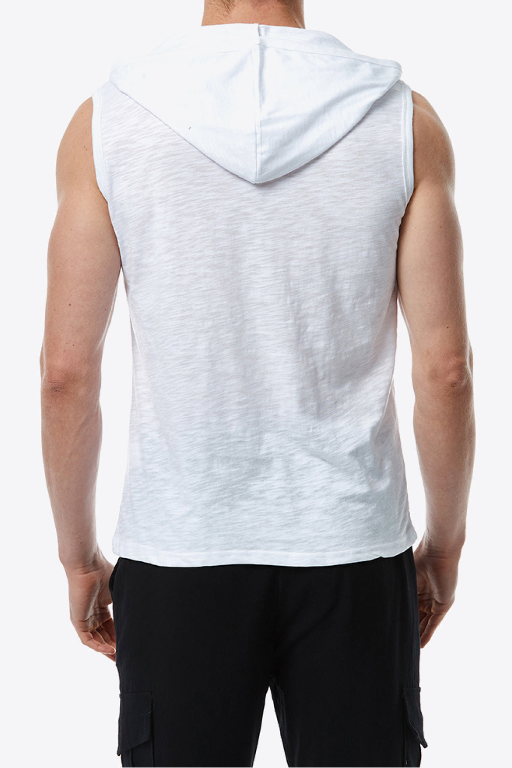 Quarter-Button Sleeveless Hoodie