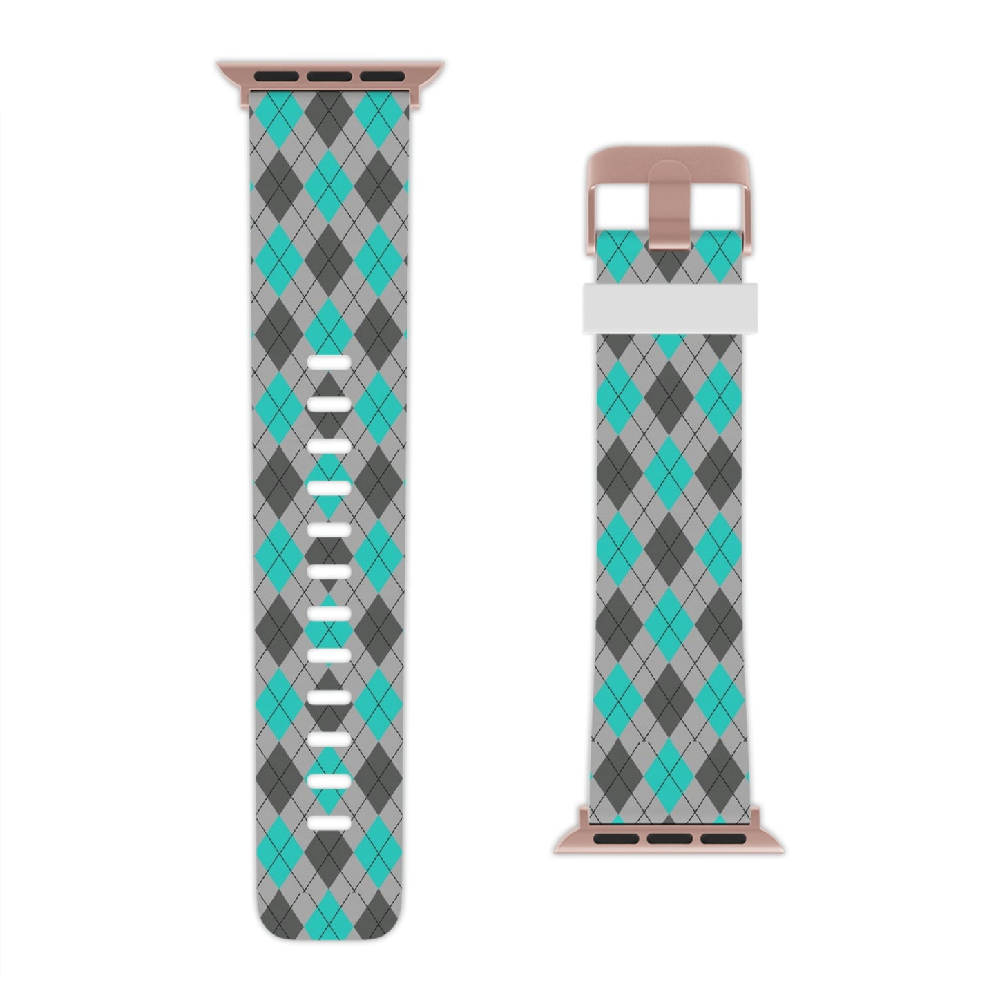 Blue and Gray Argyle Thermo Elastomer Watch Band for Apple Watch