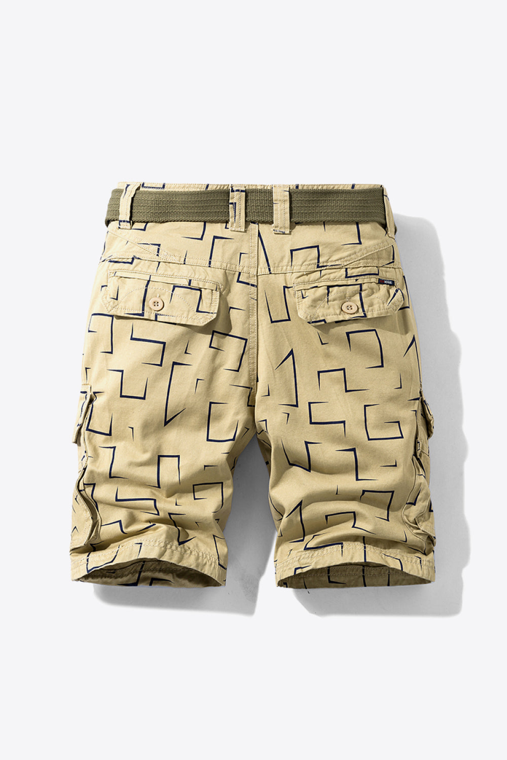 Printed Belted Cargo Shorts