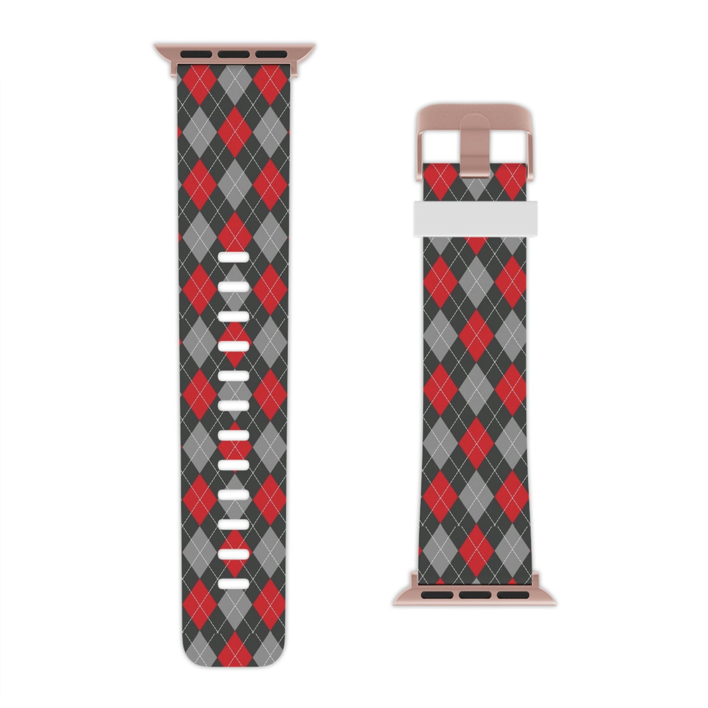 Scarlet and Gray Argyle Thermo Elastomer Watch Band for Apple Watch