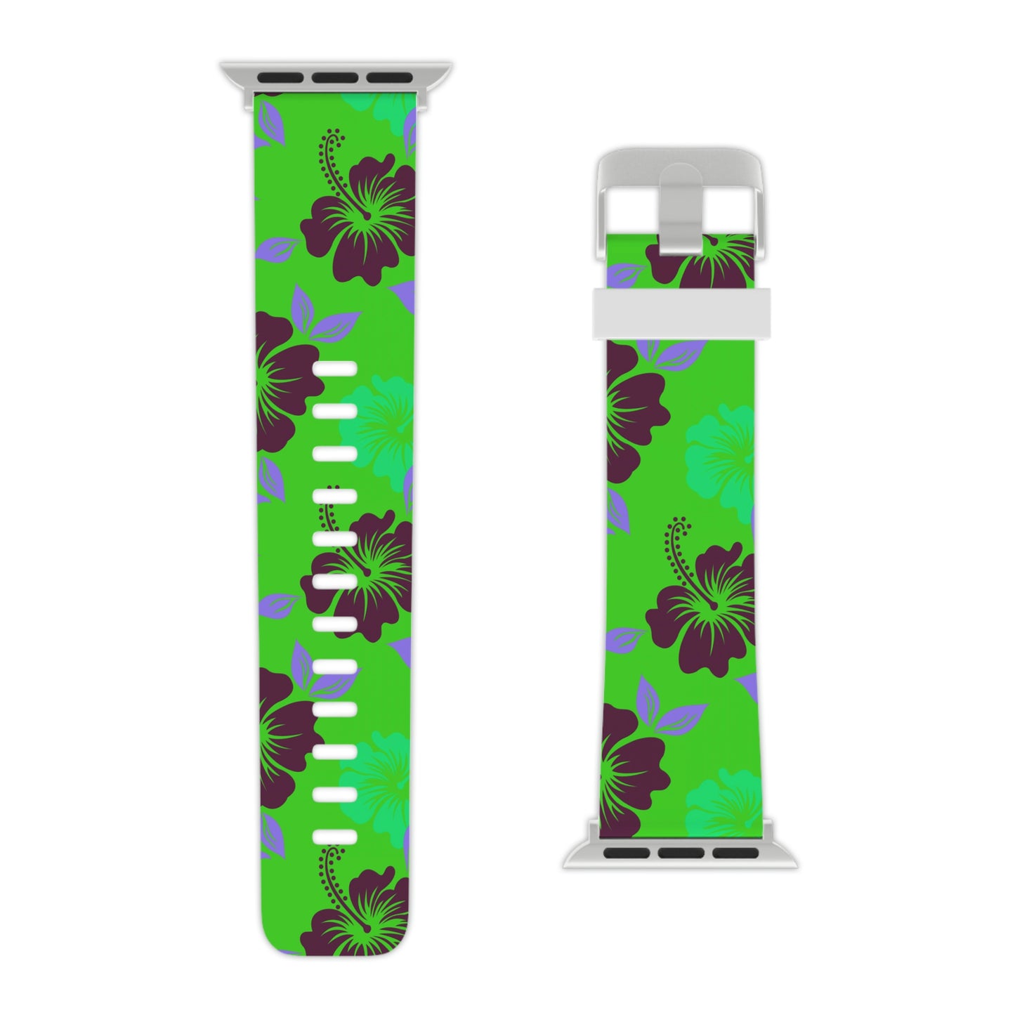 Neon Green Tropical Pattern Thermo Elastomer Watch Band for Apple Watch