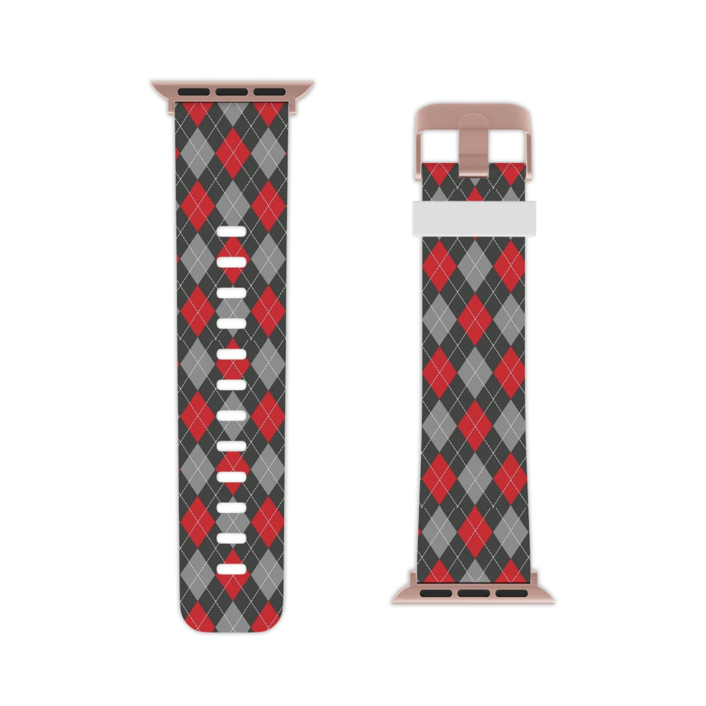 Scarlet and Gray Argyle Thermo Elastomer Watch Band for Apple Watch