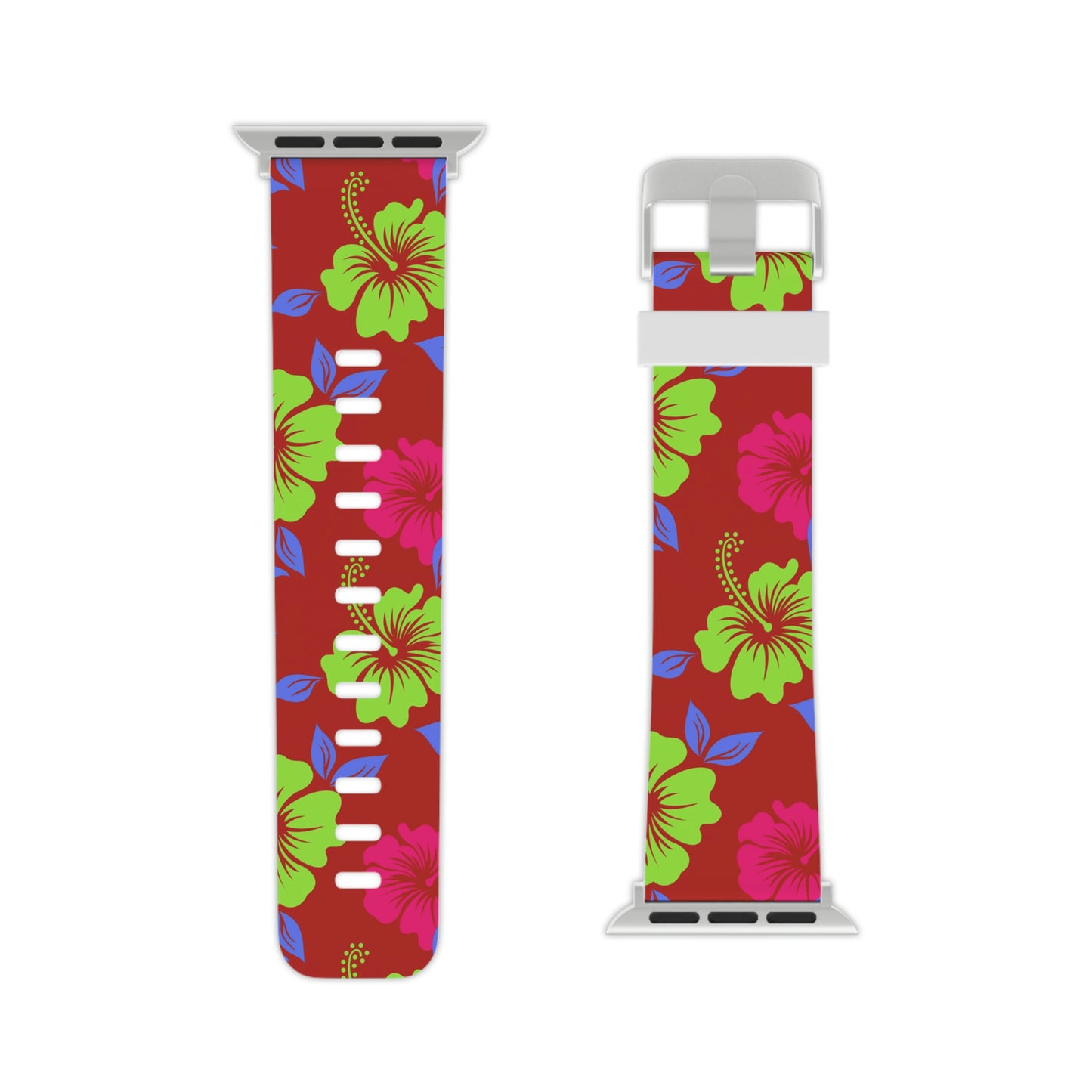 Red Tropical Pattern  Thermo Elastomer Watch Band for Apple Watch