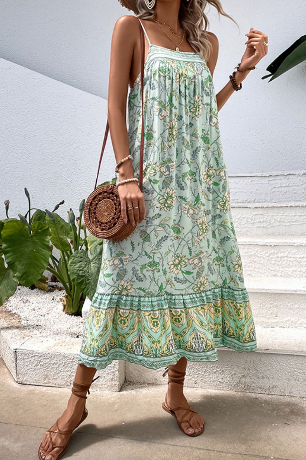 Floral Spaghetti Strap Midi Dress