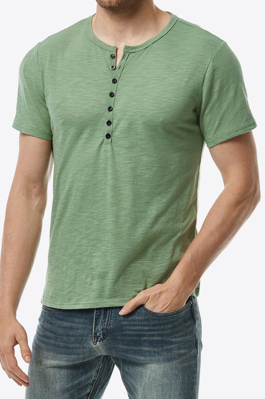 Short Sleeve Round Neck Henley Top