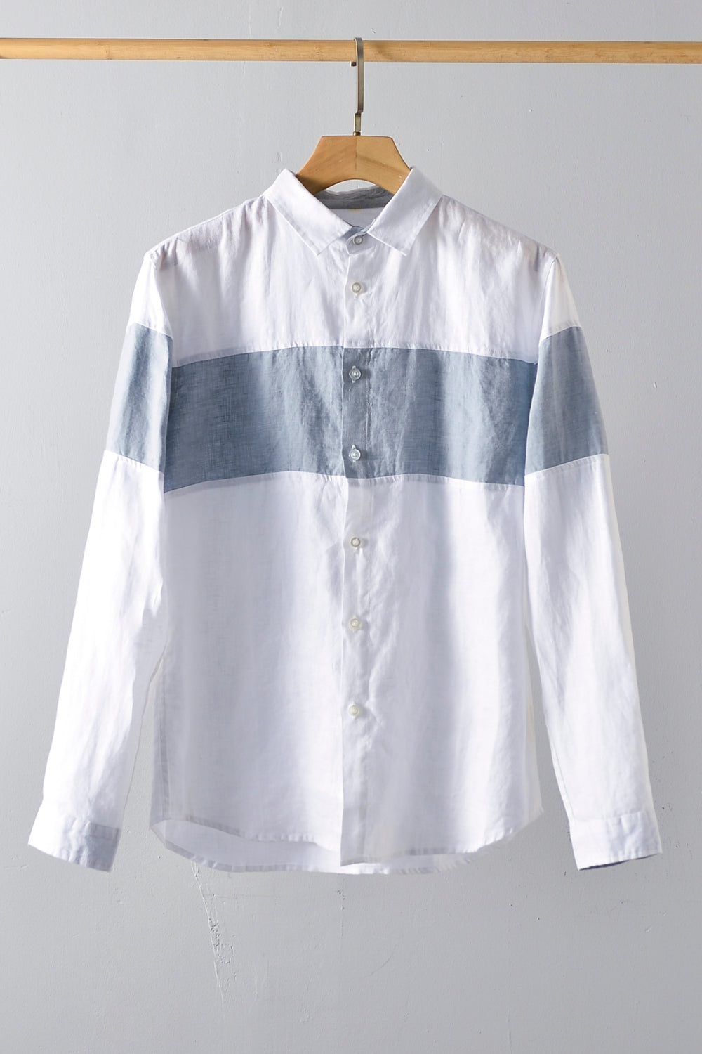 Buttoned Collared Neck Short Sleeve Linen Shirt