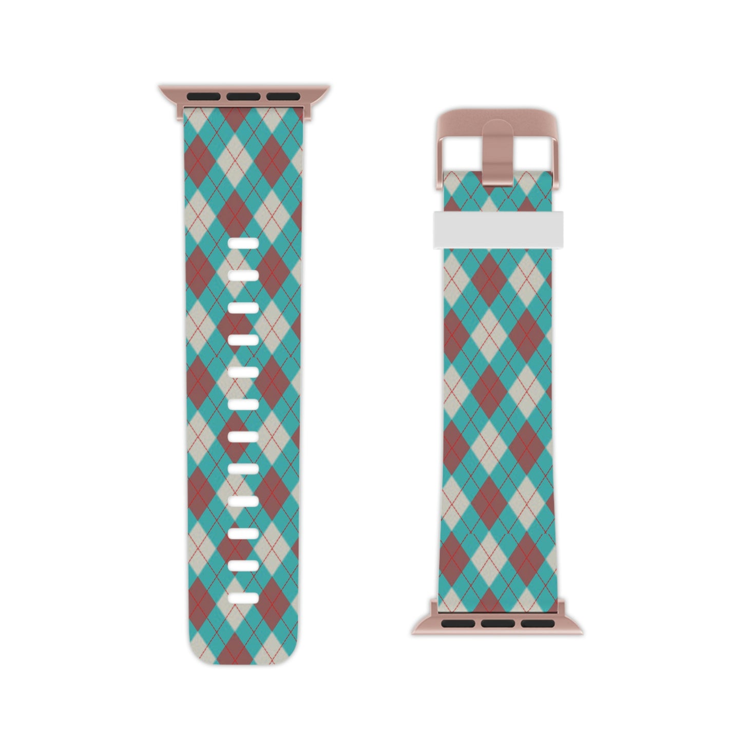 Red and Blue Argyle Thermo Elastomer Watch Band for Apple Watch