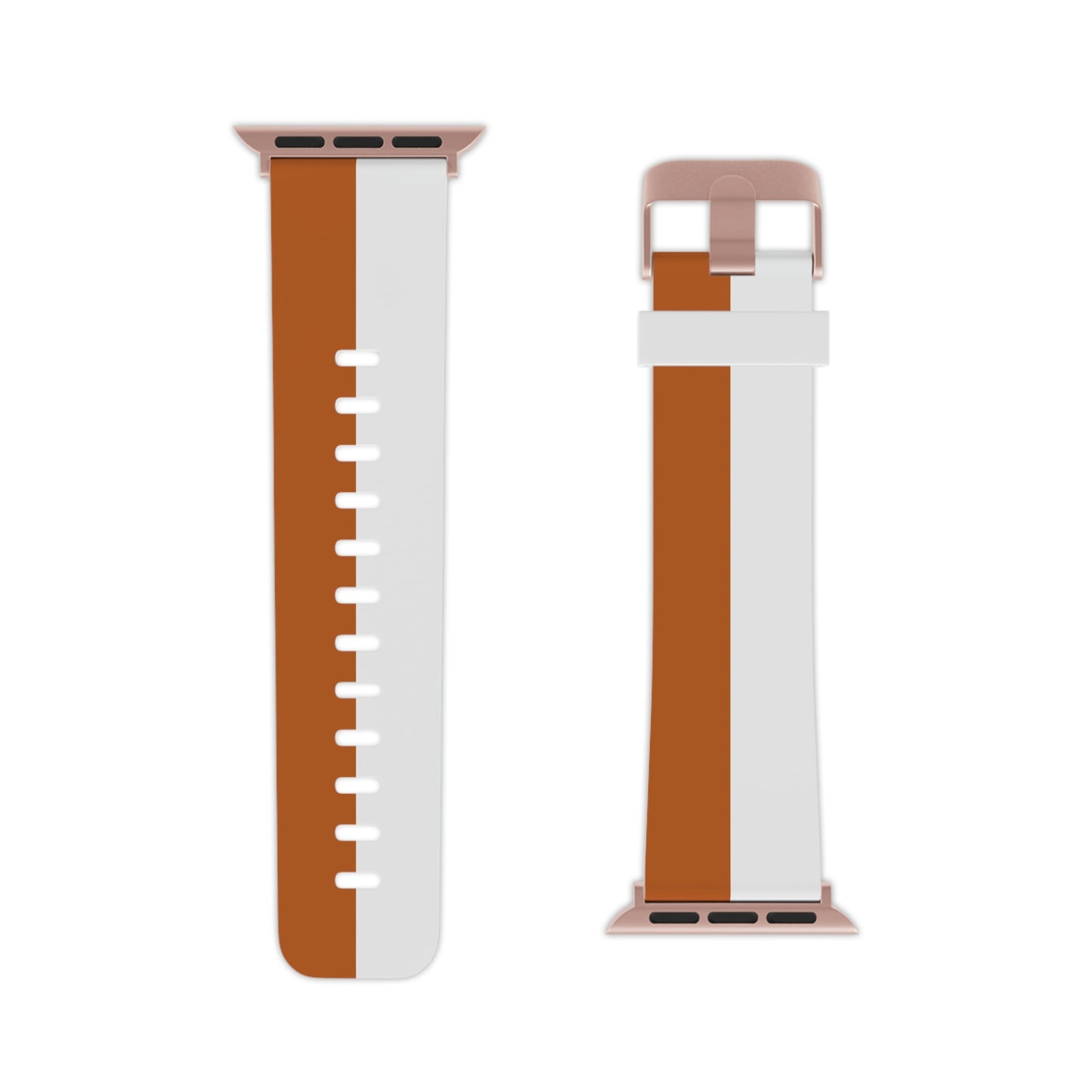 Burnt Orange and White Striped Thermo Elastomer Watch Band for Apple Watch