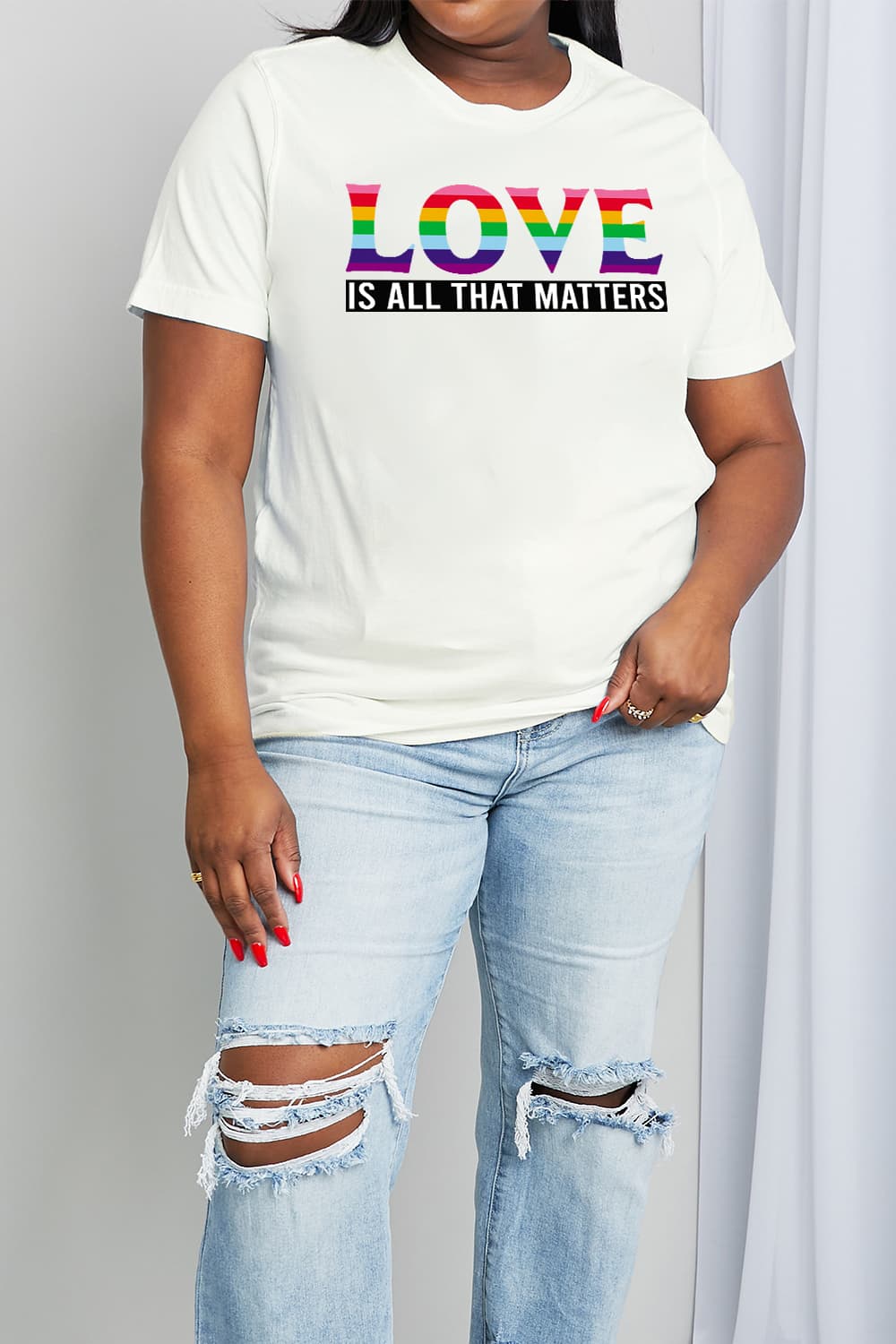 Simply Love Full Size LOVE IS ALL THAT MATTERS Graphic Cotton Tee