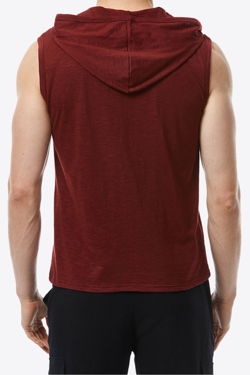 Quarter-Button Sleeveless Hoodie