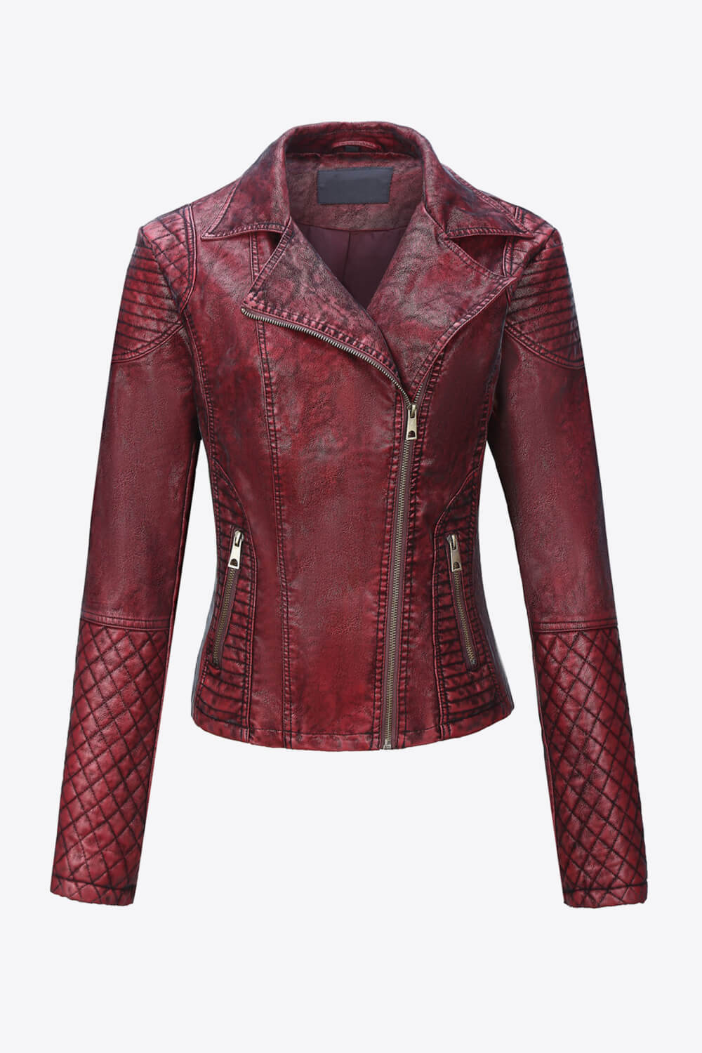 Quilted Zip Up Motorcycle Jacket