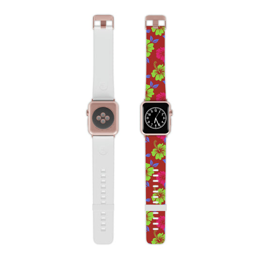 Red Tropical Pattern  Thermo Elastomer Watch Band for Apple Watch