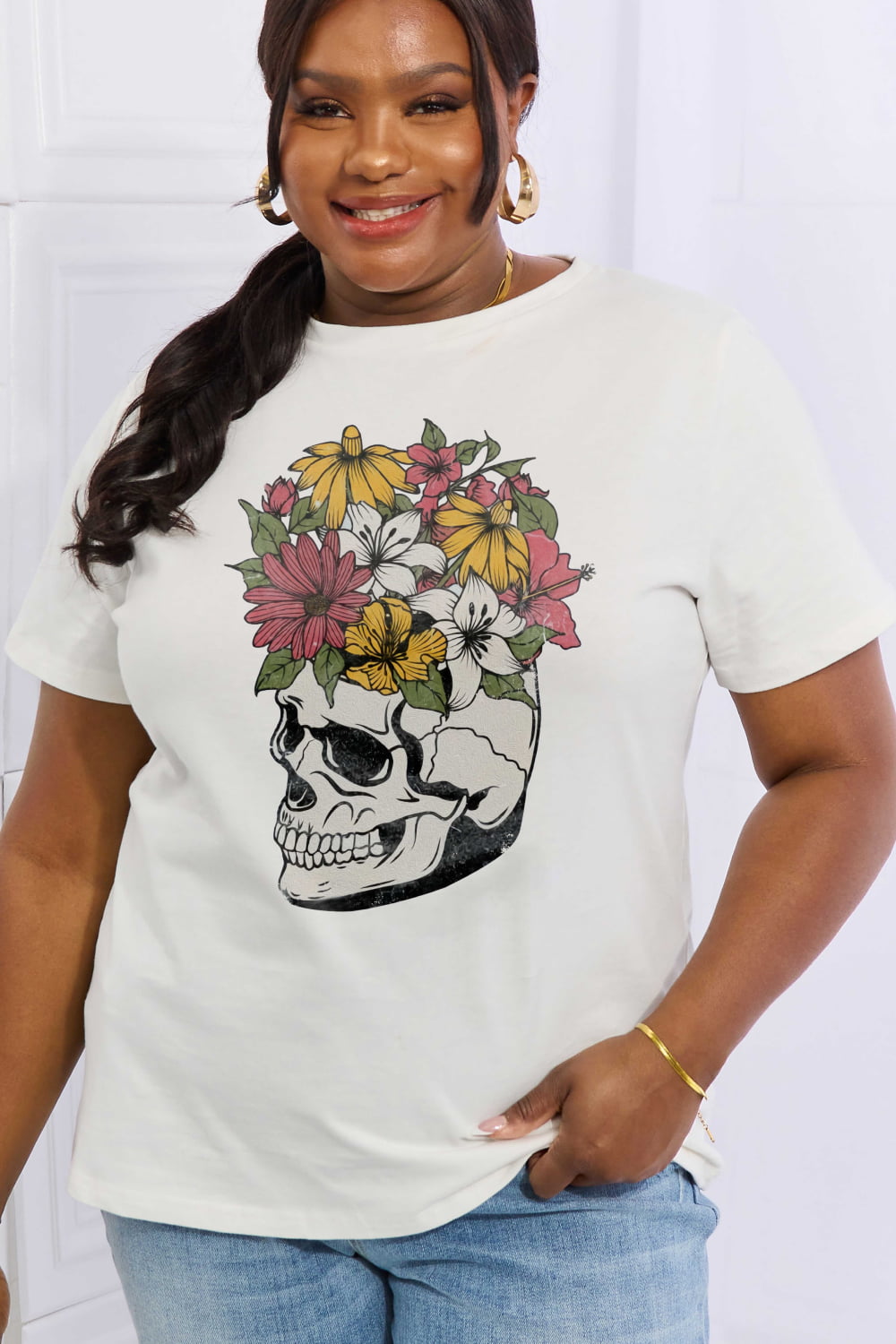 Simply Love Full Size Skull Graphic Cotton Tee