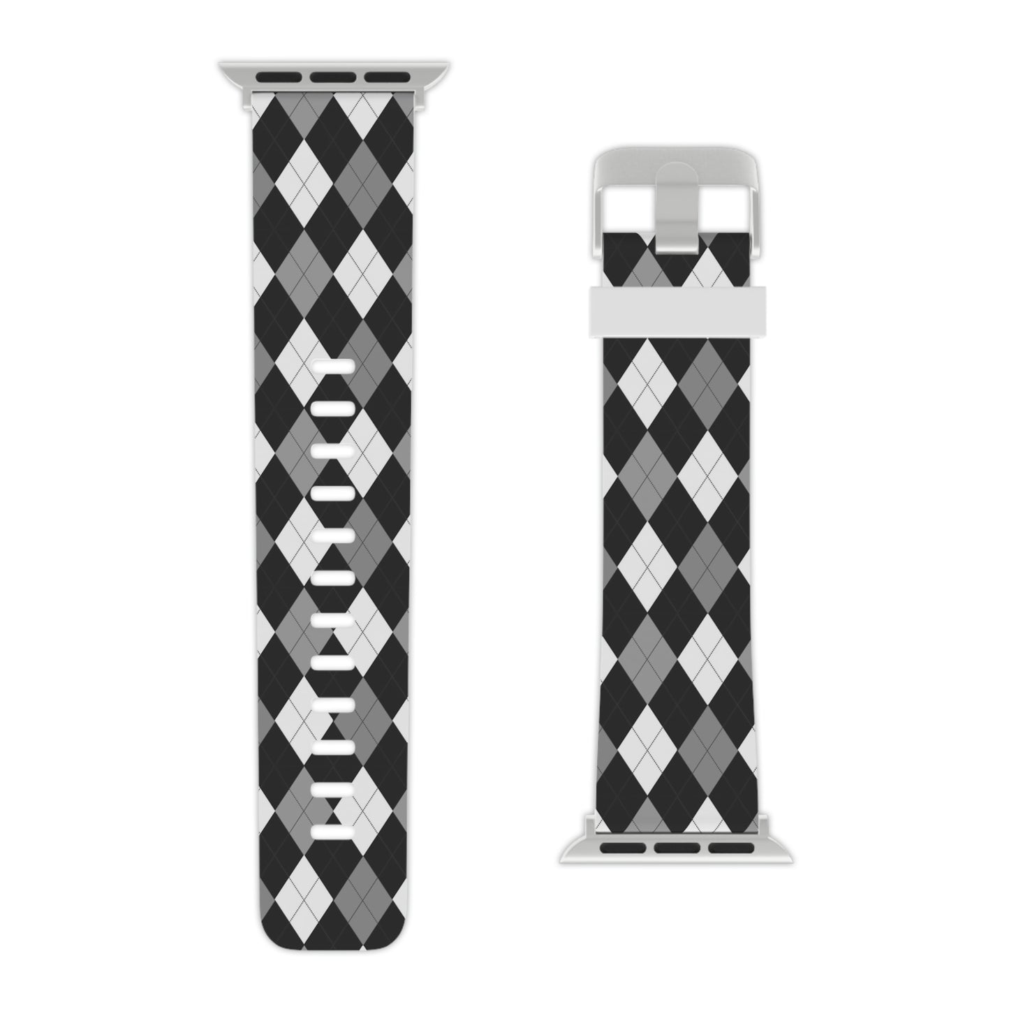 Black and White Argyle Thermo Elastomer Watch Band for Apple Watch