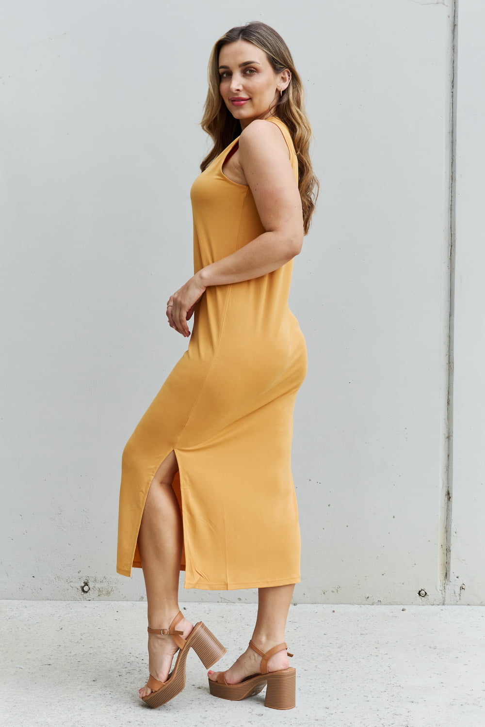 HYFVE Citrus Summer Sleeveless Midi Dress