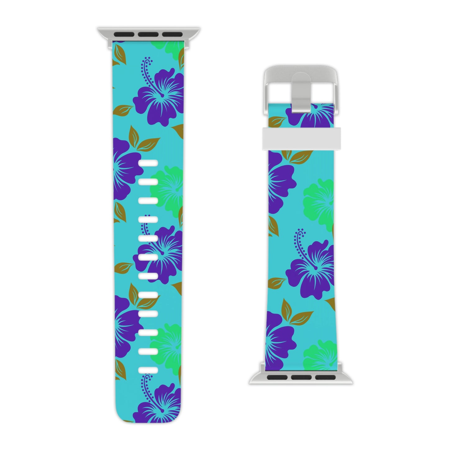 Neon Blue Tropical Print Watch Band for Apple Watch