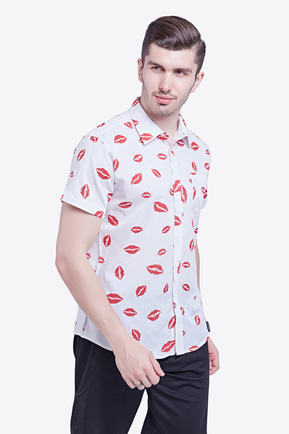 Printed Button-Down Collared Beach Shirt