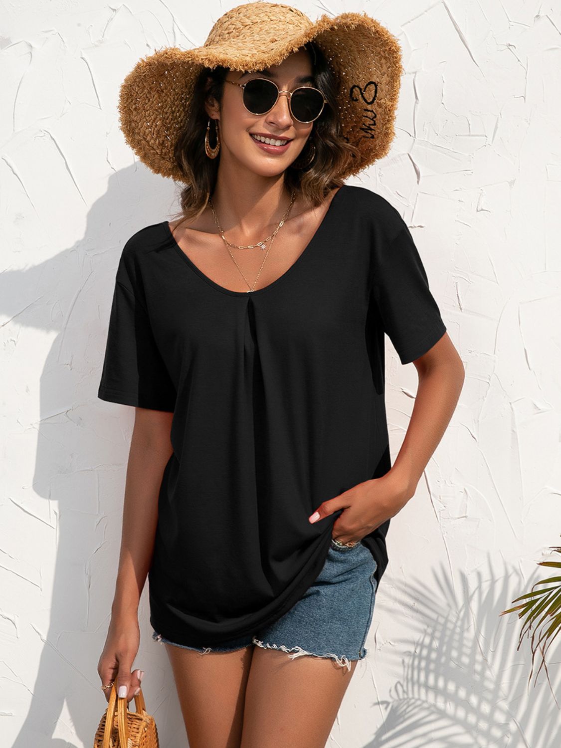 Lace Trim Short Sleeve Top