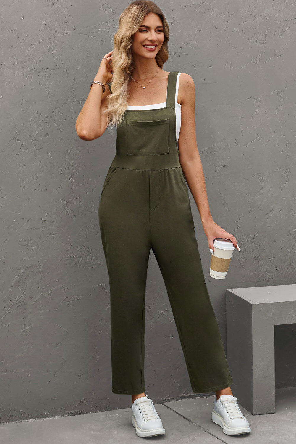Straight Leg Overalls with Pockets