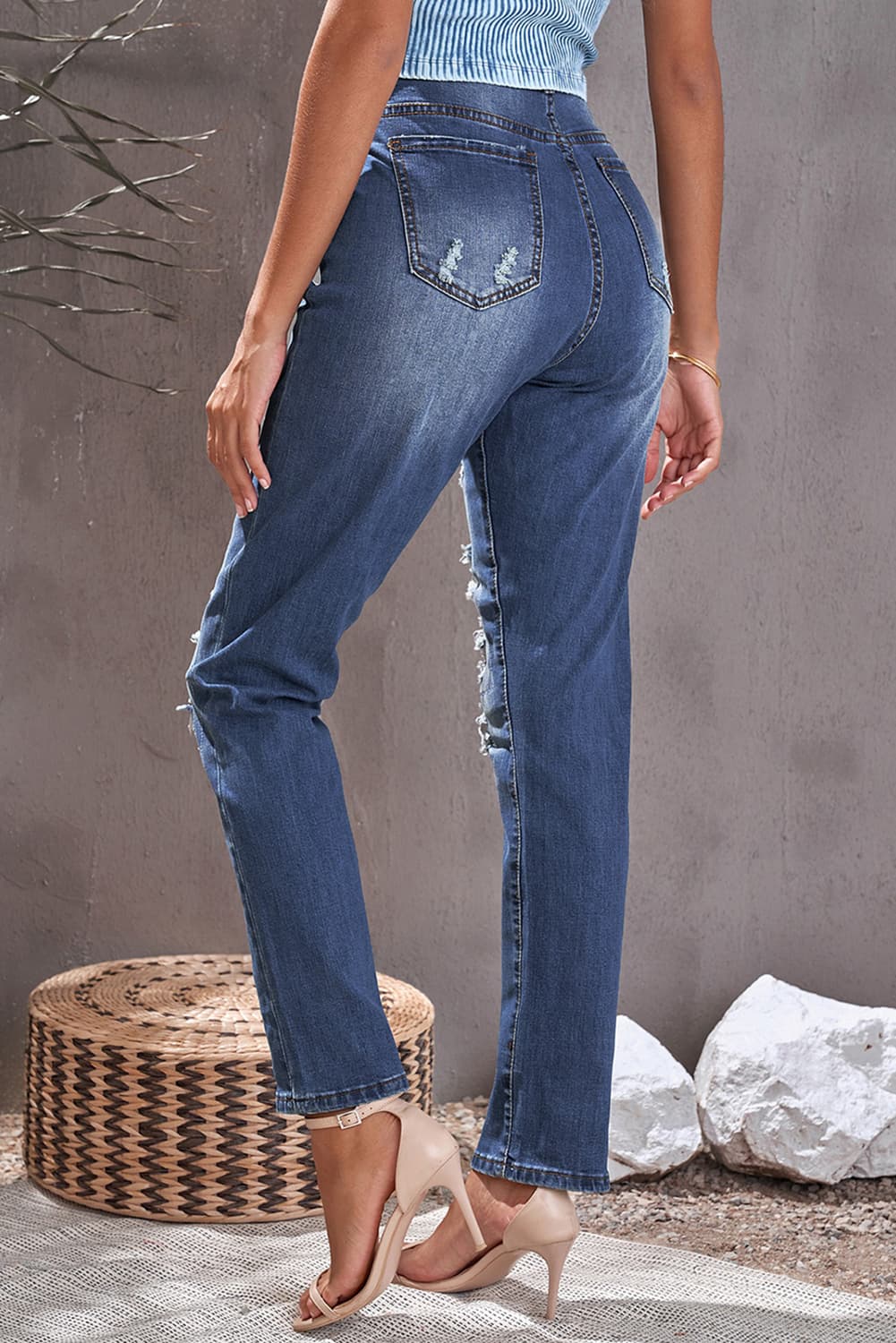 Floral Patch High-Rise Jeans